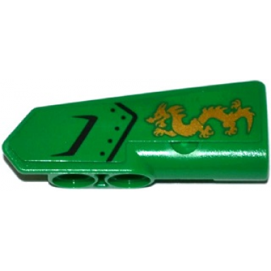 green technic panel fairing 21 very small smooth side b with air intake and gold dragon pattern sticker - set 70755