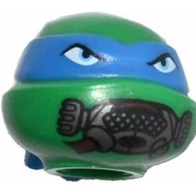 green minifigure head modified ninja turtle with blue mask and breathing apparatus pattern leonardo