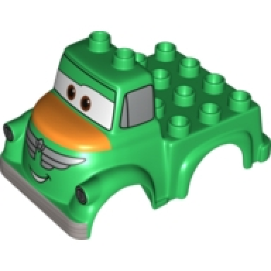 green duplo car body truck with disney planes chug pattern