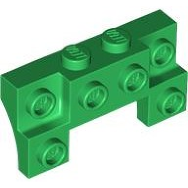 green brick modified 2 x 4 - 1 x 4 with 2 recessed studs and thin side arches