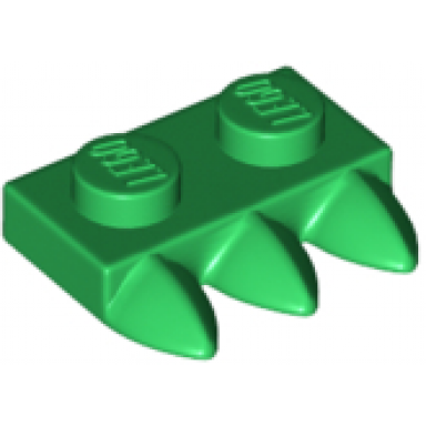 green plate modified 1 x 2 with 3 teeth