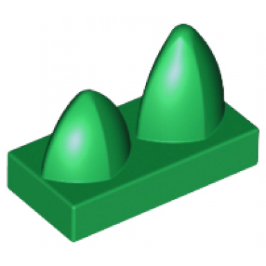 green tile modified 1 x 2 with 2 teeth vertical