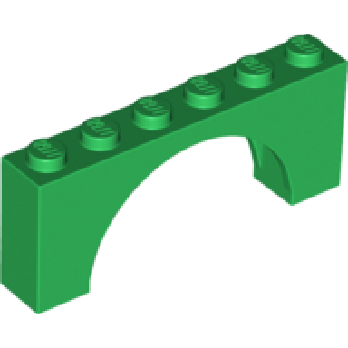 green arch 1 x 6 x 2 - medium thick top without reinforced underside