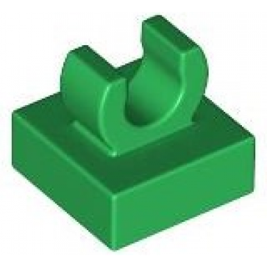 green tile modified 1 x 1 with open o clip