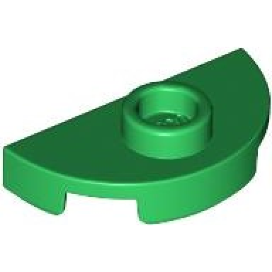 green plate round 1 x 2 half with 1 stud jumper