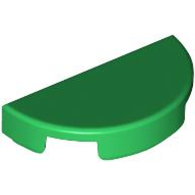green tile round 1 x 2 half