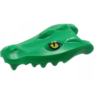 green alligator crocodile head jaw upper with yellow eyes without white glints pattern