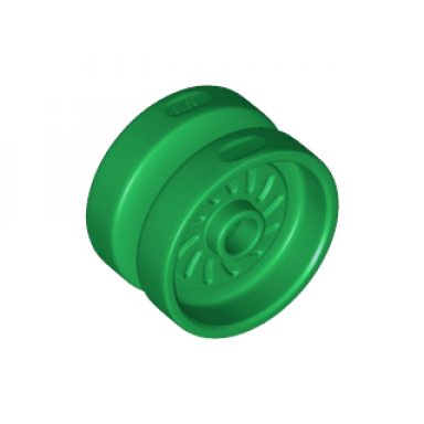 green wheel 18mm d x 12mm with axle hole and stud solid brake rotor lines
