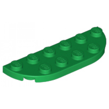 green plate round corner 2 x 6 double