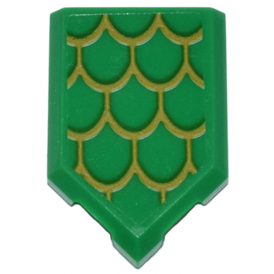green tile modified 2 x 3 pentagonal with gold dragon scales pattern sticker - set 80036