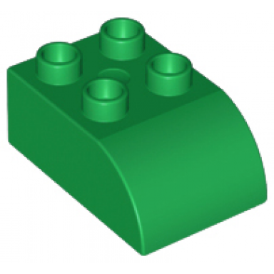 green duplo brick 2 x 3 slope curved