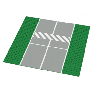baseplate road 32 x 32 7-stud straight with light gray runway with white lines and crosswalk pattern