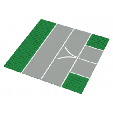 green baseplate road 32 x 32 7-stud t intersection with runway v narrow pattern