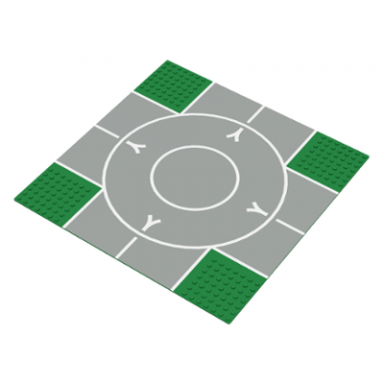 green baseplate road 32 x 32 7-stud crossroads with runway v narrow pattern