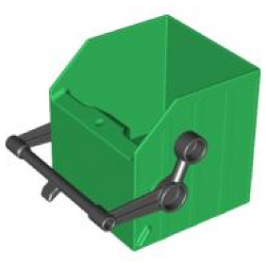 green duplo garbage bucket with black lever