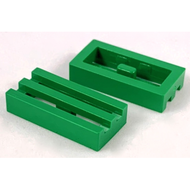 green tile modified 1 x 2 grille without bottom groove