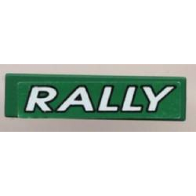 green tile 1 x 4 with rally white on green background pattern sticker - set 6550