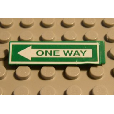 green tile 1 x 4 with green one way on white arrow pattern sticker - sets 4850 4853