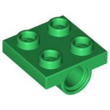 green plate modified 2 x 2 with pin hole