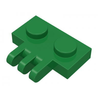 green hinge plate 1 x 2 with 3 fingers on side