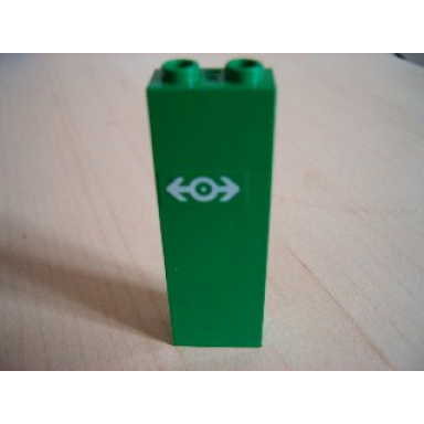 green brick 1 x 2 x 5 with train logo white pattern sticker - set 4552