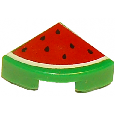 green tile round 1 x 1 quarter with red watermelon pattern