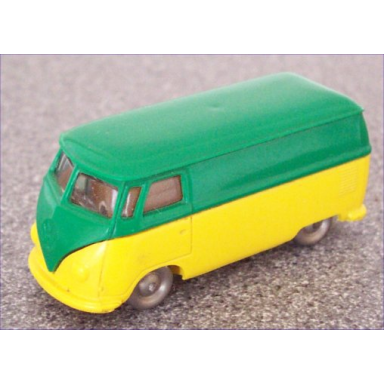green ho scale vw van with yellow base