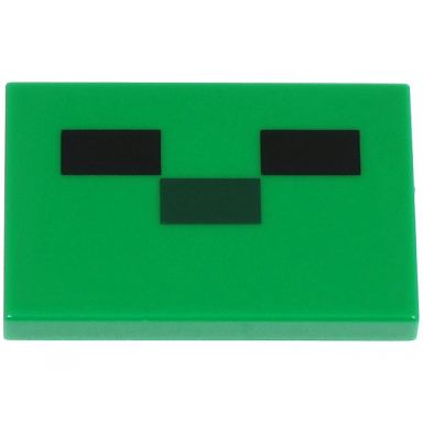 green tile 2 x 3 with black and dark green rectangles pattern minecraft baby zombie face