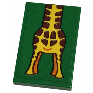 green tile 2 x 3 with giraffe bottom half pattern sticker - set 40574