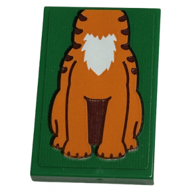 green tile 2 x 3 with tiger bottom half pattern sticker - set 40574
