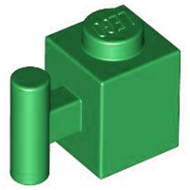 green brick modified 1 x 1 with bar handle