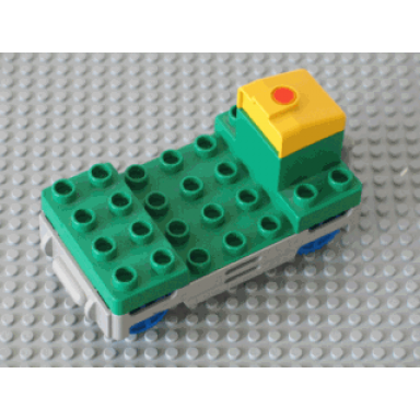 green duplo train locomotive base with battery compartment