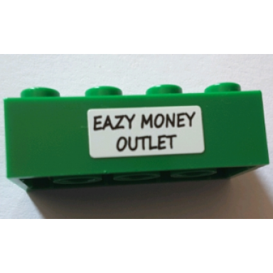 green brick 2 x 4 with eazy money outlet on white background pattern sticker - set 71016