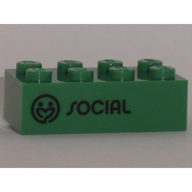 green brick 2 x 4 with black social pattern play day 2018