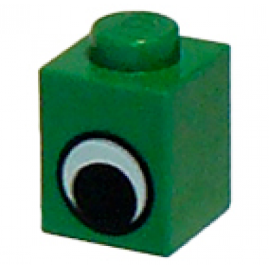 brick 1 x 1 with black and white eye without pupil pattern