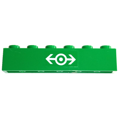 green brick 1 x 6 with white train logo pattern sticker - sets 4511 10157 10158