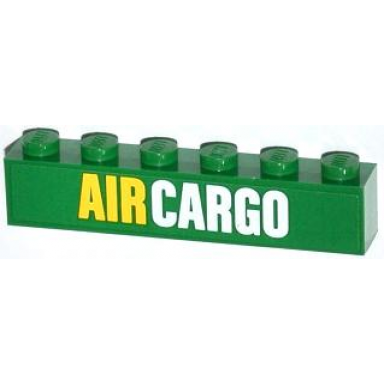 green brick 1 x 6 with yellow and white air cargo pattern sticker - set 60021