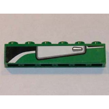 green brick 1 x 6 with white door pattern model left side sticker - set 8864