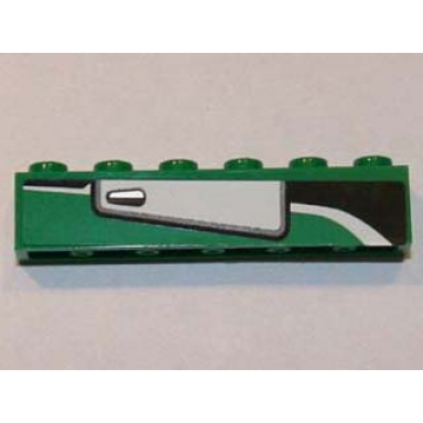 green brick 1 x 6 with white door pattern model right side sticker - set 8864