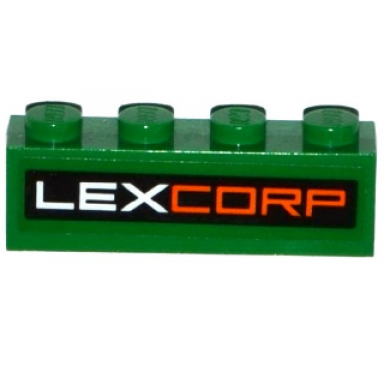green brick 1 x 4 with lexcorp pattern sticker - set 76046