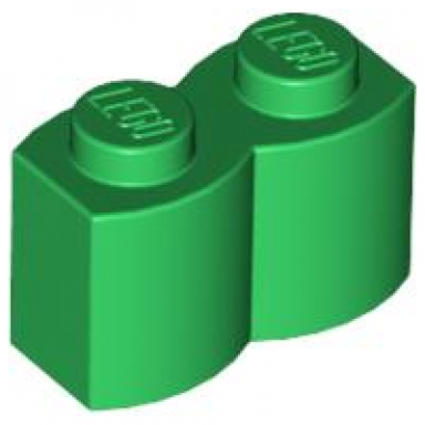 green brick modified 1 x 2 with log profile