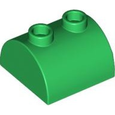 green slope curved 2 x 2 double with 2 hollow studs