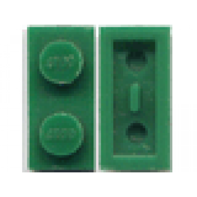 green plate 1 x 2 with flat bottom pin