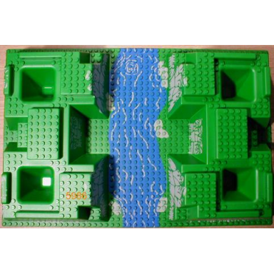 green baseplate raised 32 x 48 x 6 with 4 corner pits with river pattern