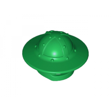 green minifigure headgear helmet castle with chin guard and broad brim