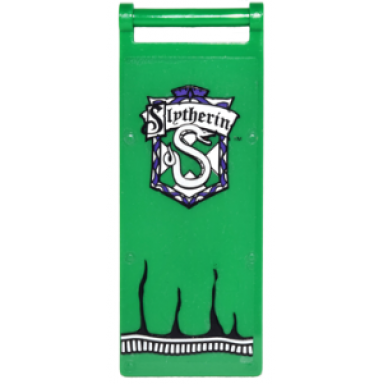 green flag 7 x 3 with bar handle with slytherin and snake in shield pattern sticker - set 4842