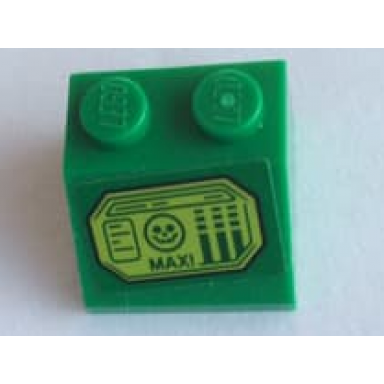green slope 45 2 x 2 with lime screen with max! and skull face pattern sticker - set 76096