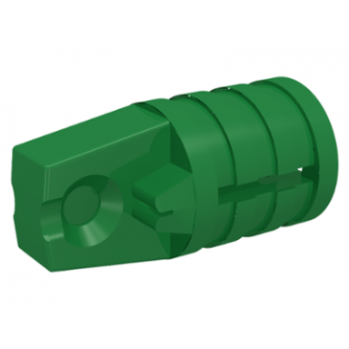 green hinge cylinder 1 x 2 locking with 1 finger and axle hole on ends with slots