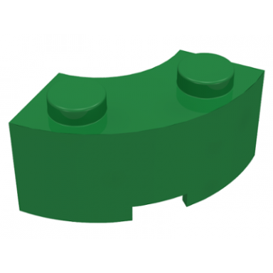 green brick round corner 2 x 2 macaroni with stud notch