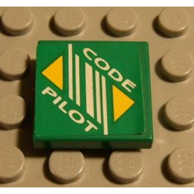 green tile 2 x 2 with code pilot logo pattern sticker - set 8479